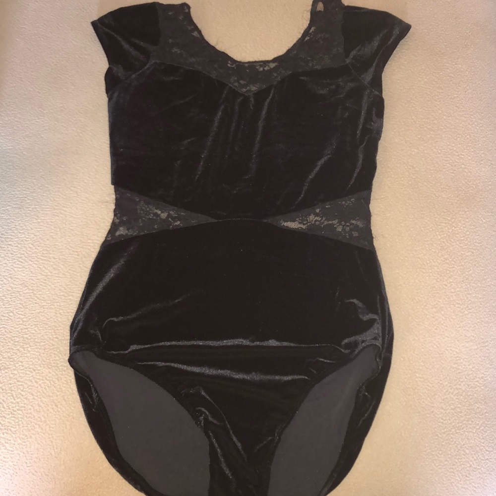 Lace and velvet leotard